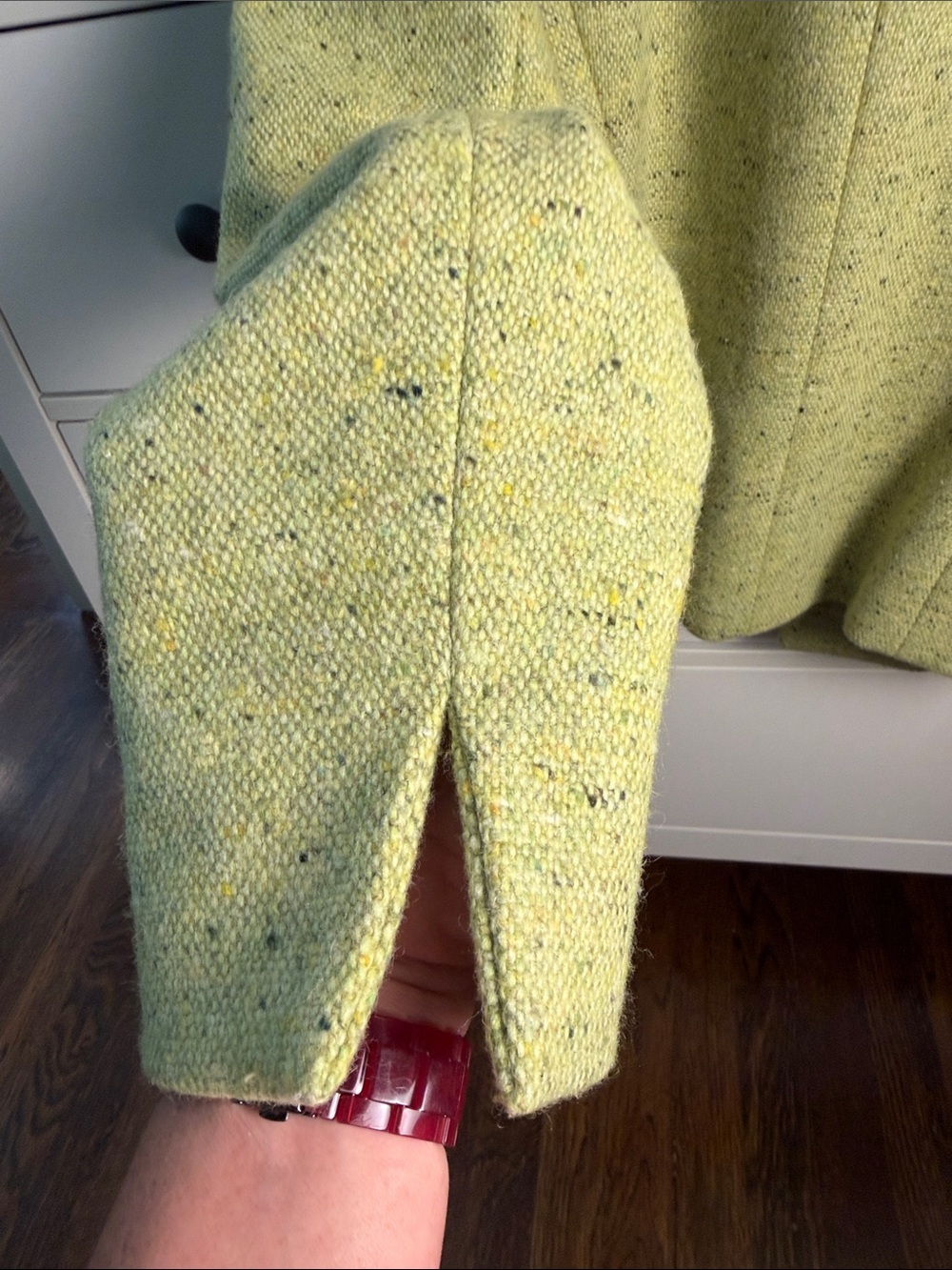 Nina Mclemore Set- Lime Green Tweed Blazer and 100% Silk Matching Top - Picture 14 of 16